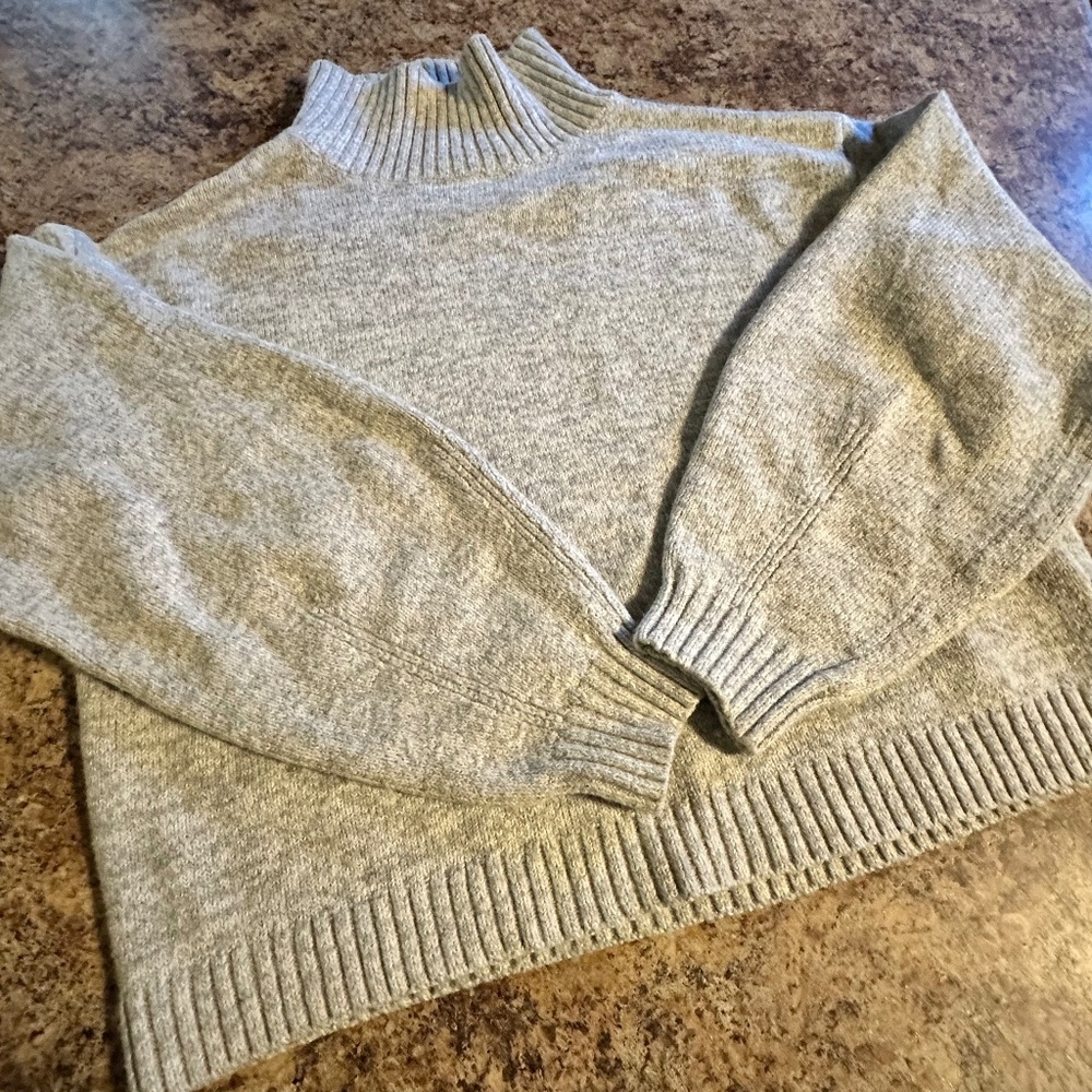 Treasure & Bond Wool Blend Crop Sweater Puff Sleeve
